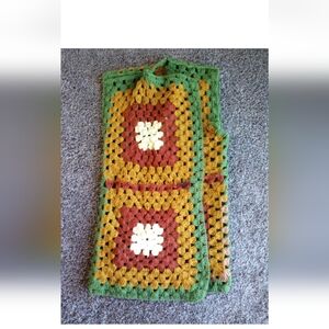 Vintage Granny Square Crochet Sweater Vest Handmade Overlap Closure See …